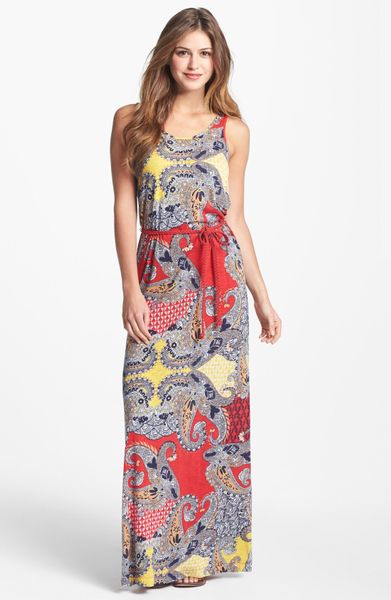 Lucky Brand Stevee Print Maxi Dress in Red (red multi) | Lyst