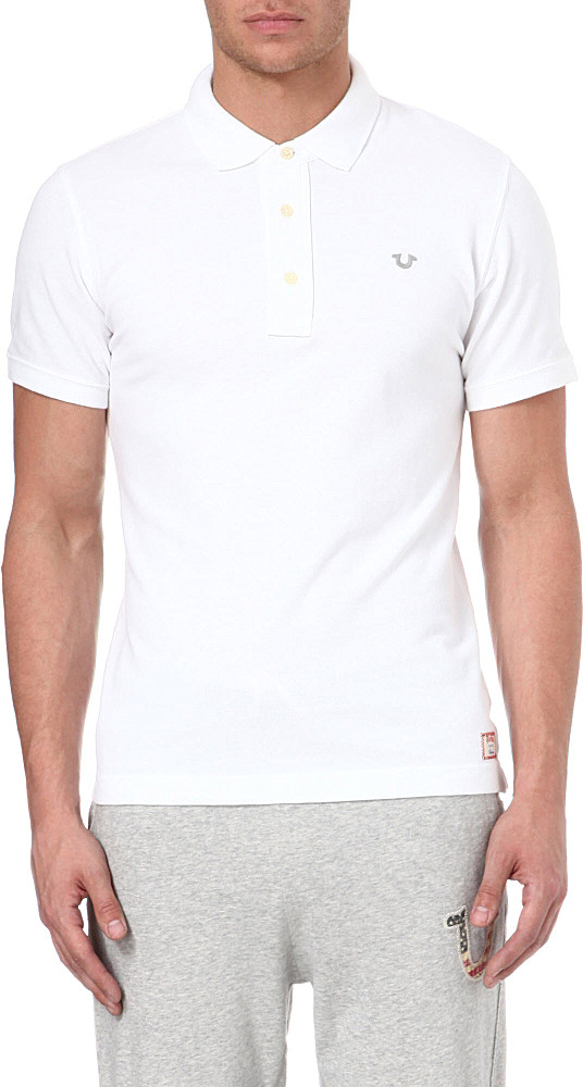 True Religion Logo Polo Shirt in White for Men | Lyst