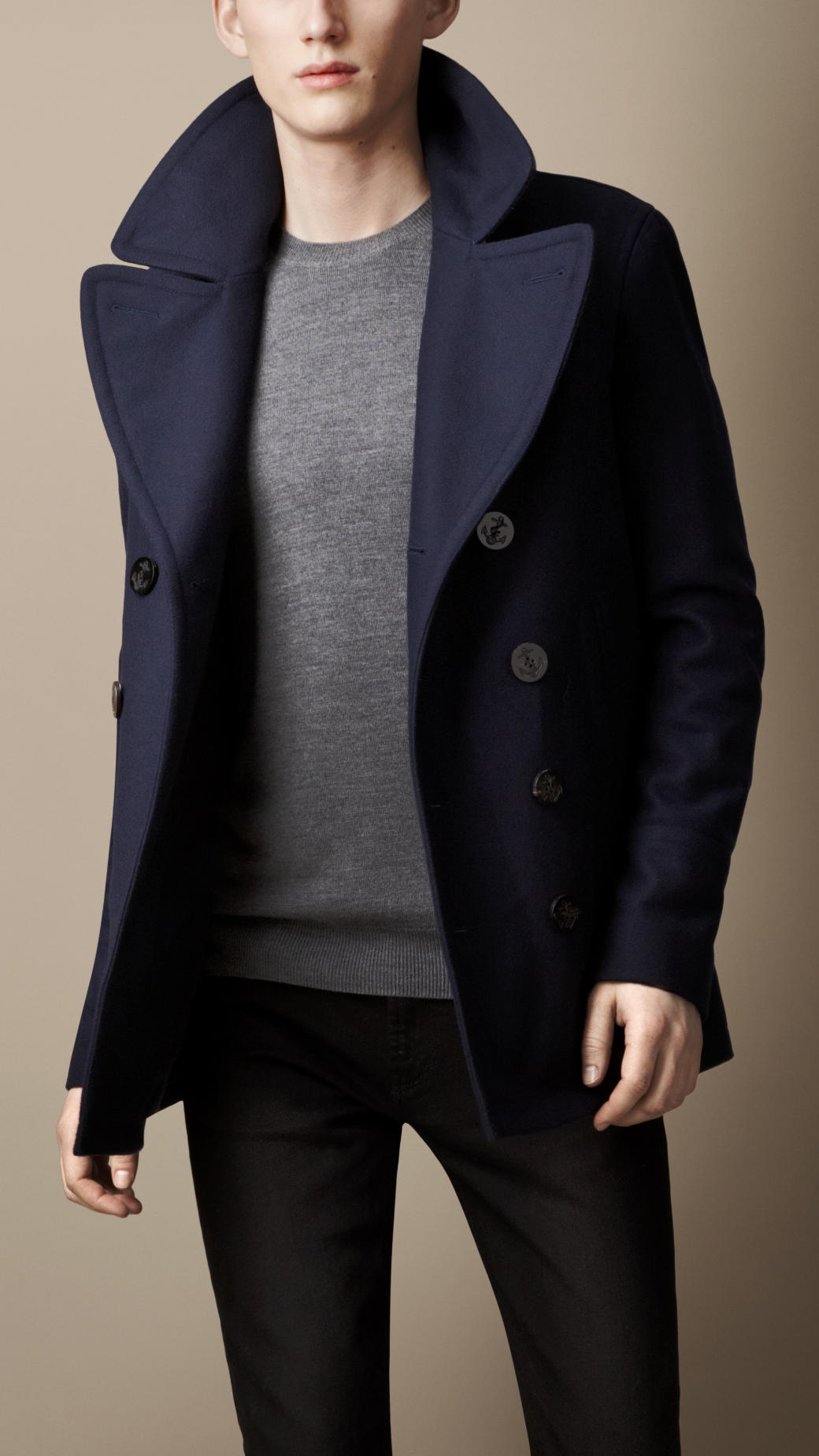 Black grey casual long sleeve wool coat men 2017 jackets