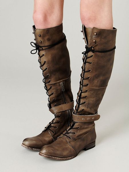 Free People Landmark Lace Boot in Brown (Olive) | Lyst