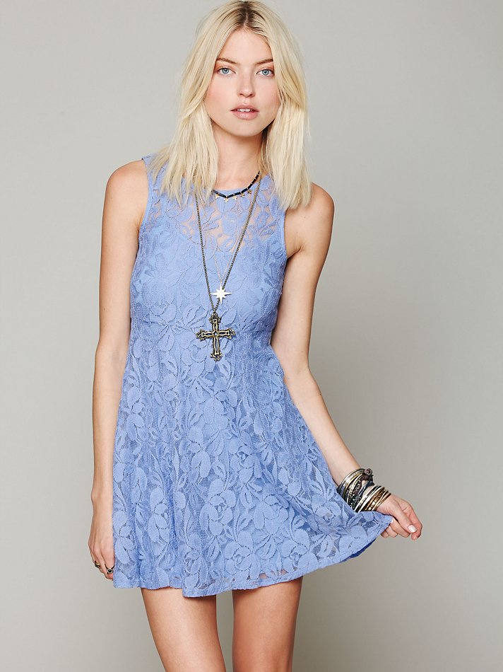 Lyst - Free People Sleeveless Miles Of Lace Dress in Blue