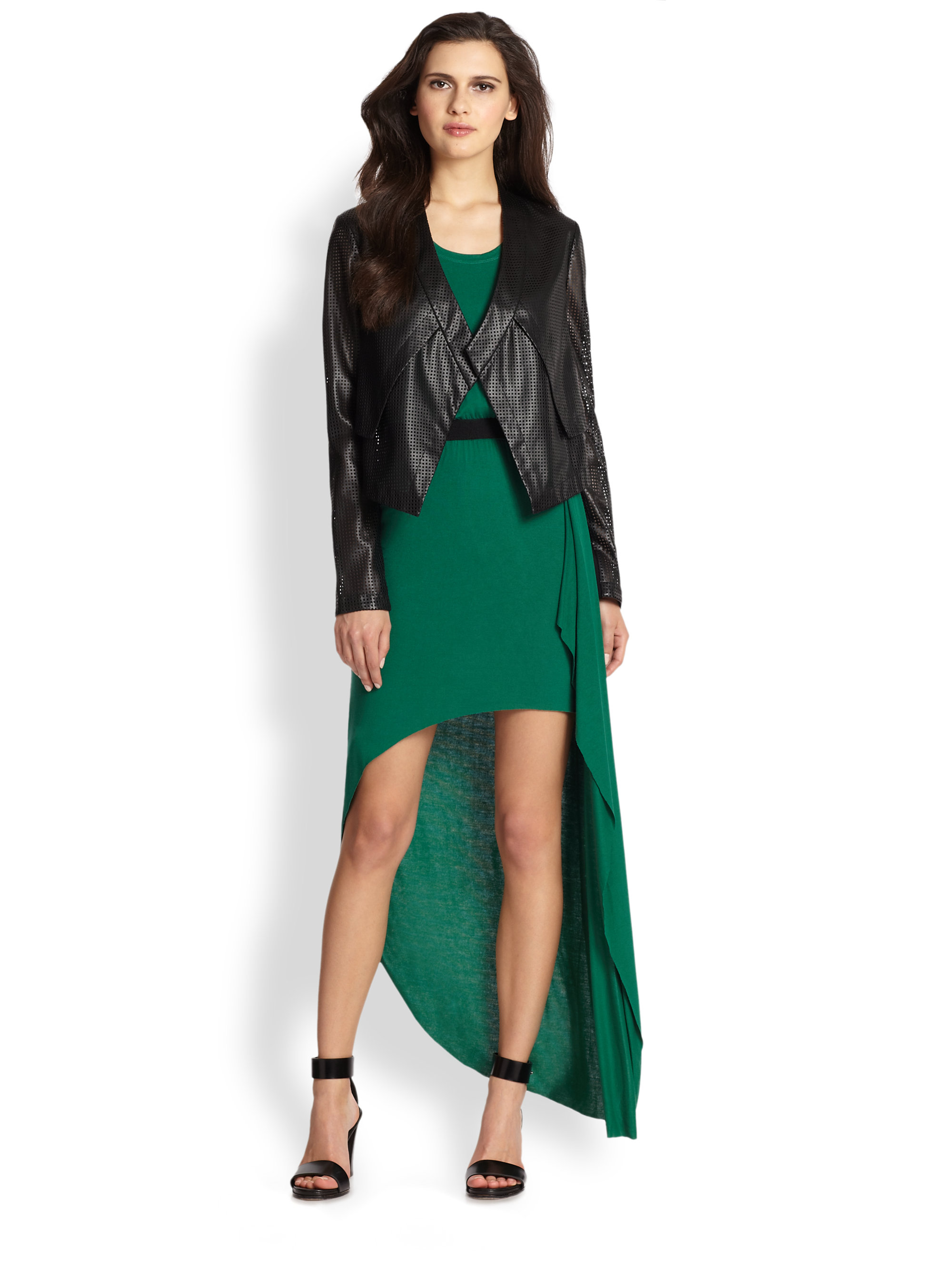 Bcbgmaxazria Perforated Faux Leather Jacket In Black Lyst Gallery