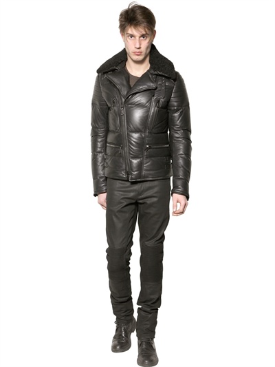 Belstaff Nappa Leather Down Jacket in Black for Men | Lyst