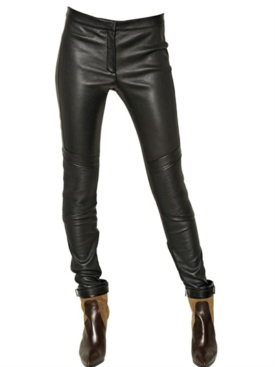 Lyst - Belstaff Quilted Stretch Nappa Leather Trousers in Black