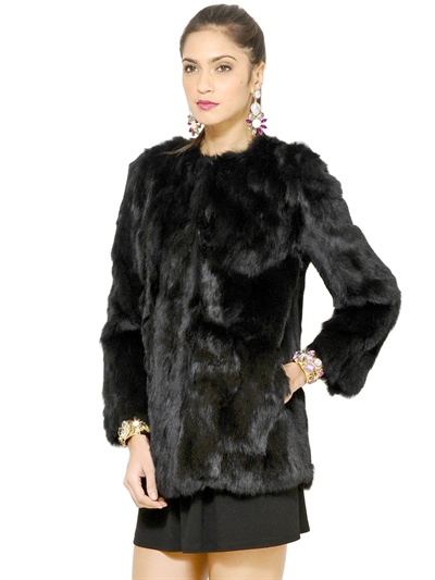 Lyst - Blugirl Blumarine Lapin Fur Coat in Black