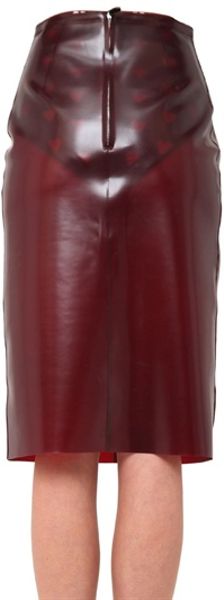 Burberry Prorsum Rubber Pencil Skirt in Red (burgundy) | Lyst