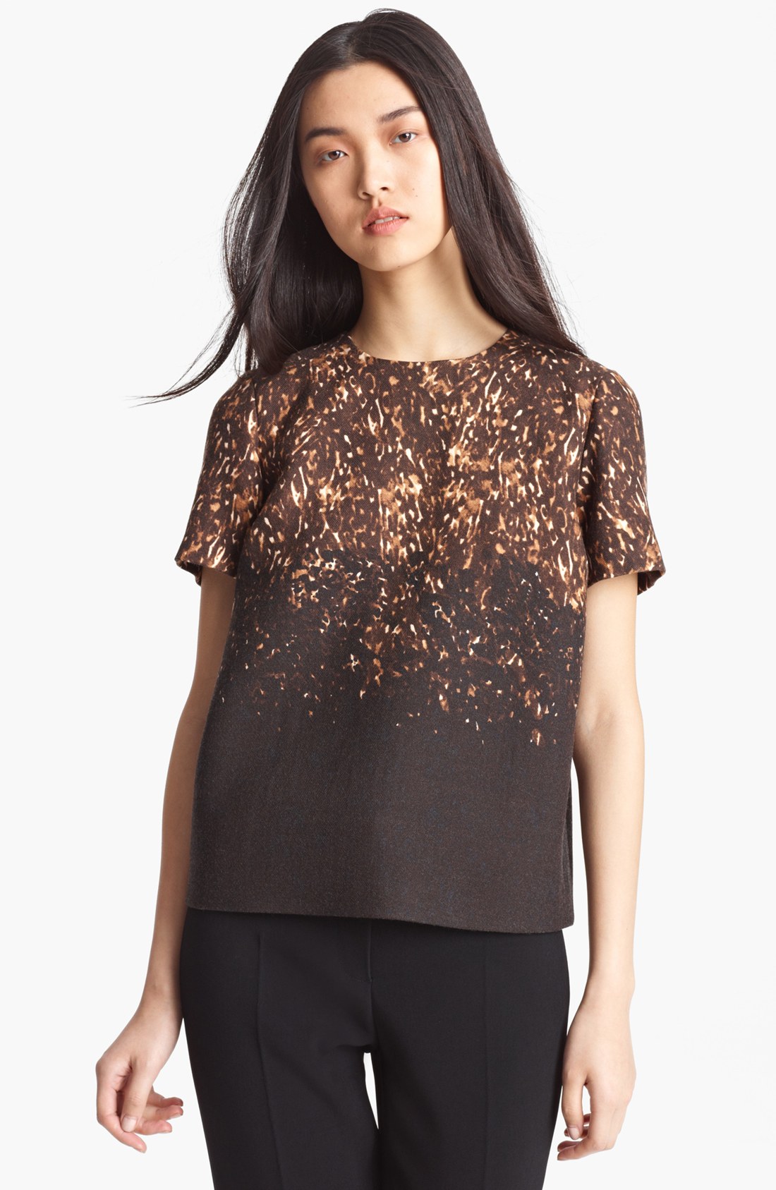 Burberry Prorsum Pony Print Wool Blouse in Brown (dark chocolate/ brown ...