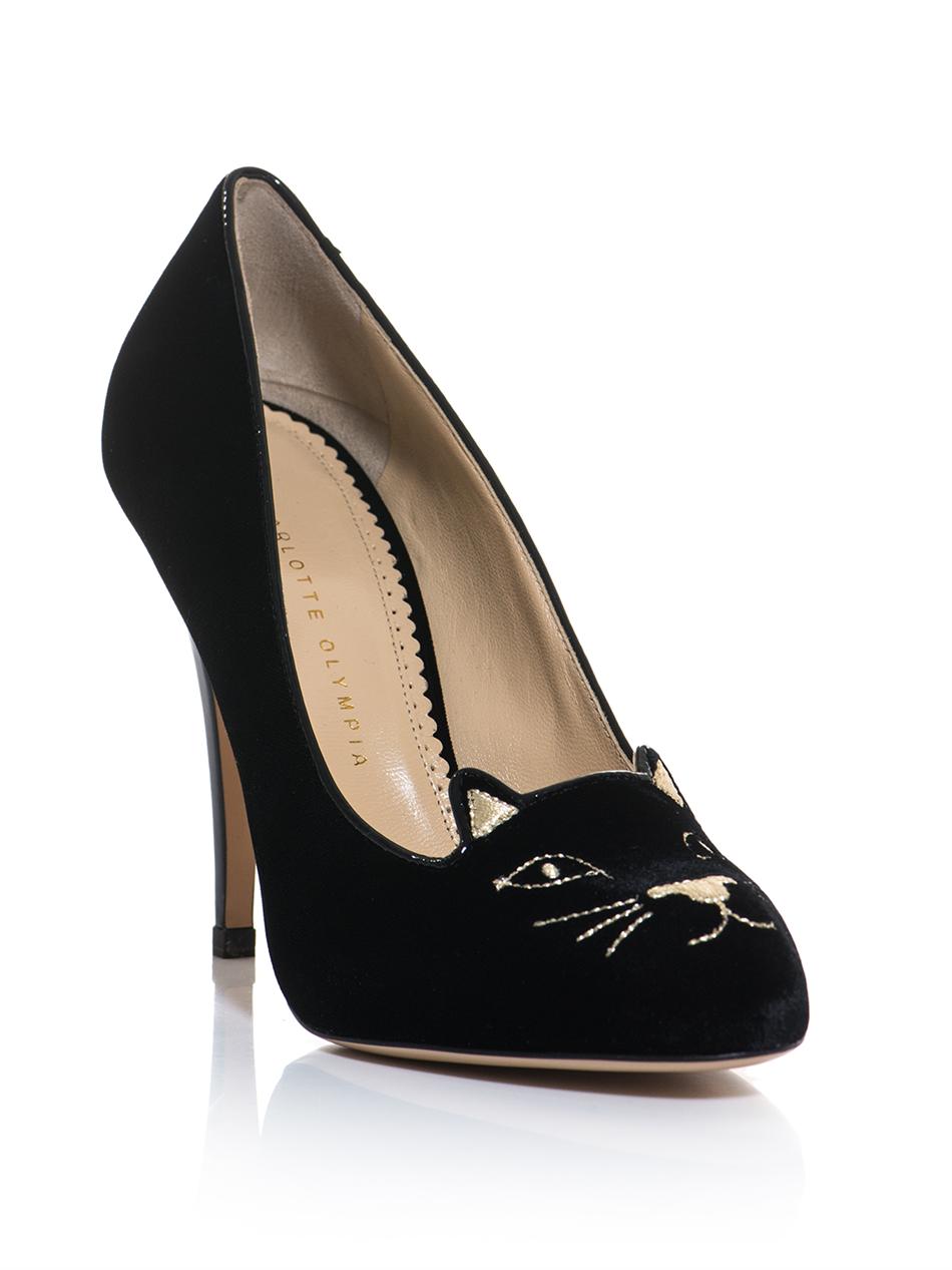 Lyst Charlotte Olympia Kitty Embroidered Shoes in Black