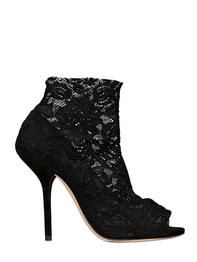 black lace open toe heels