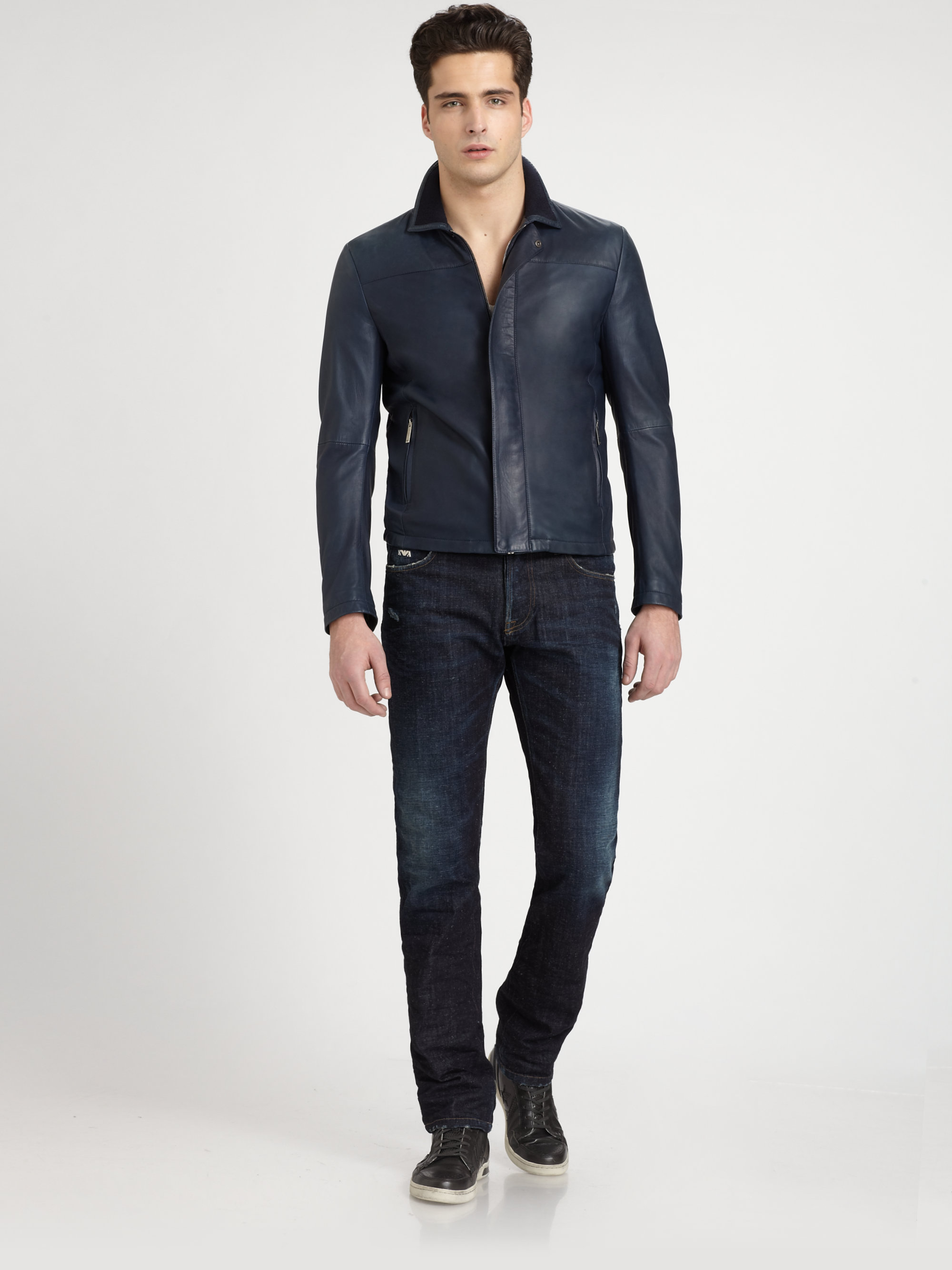 giorgio armani men's leather jacket