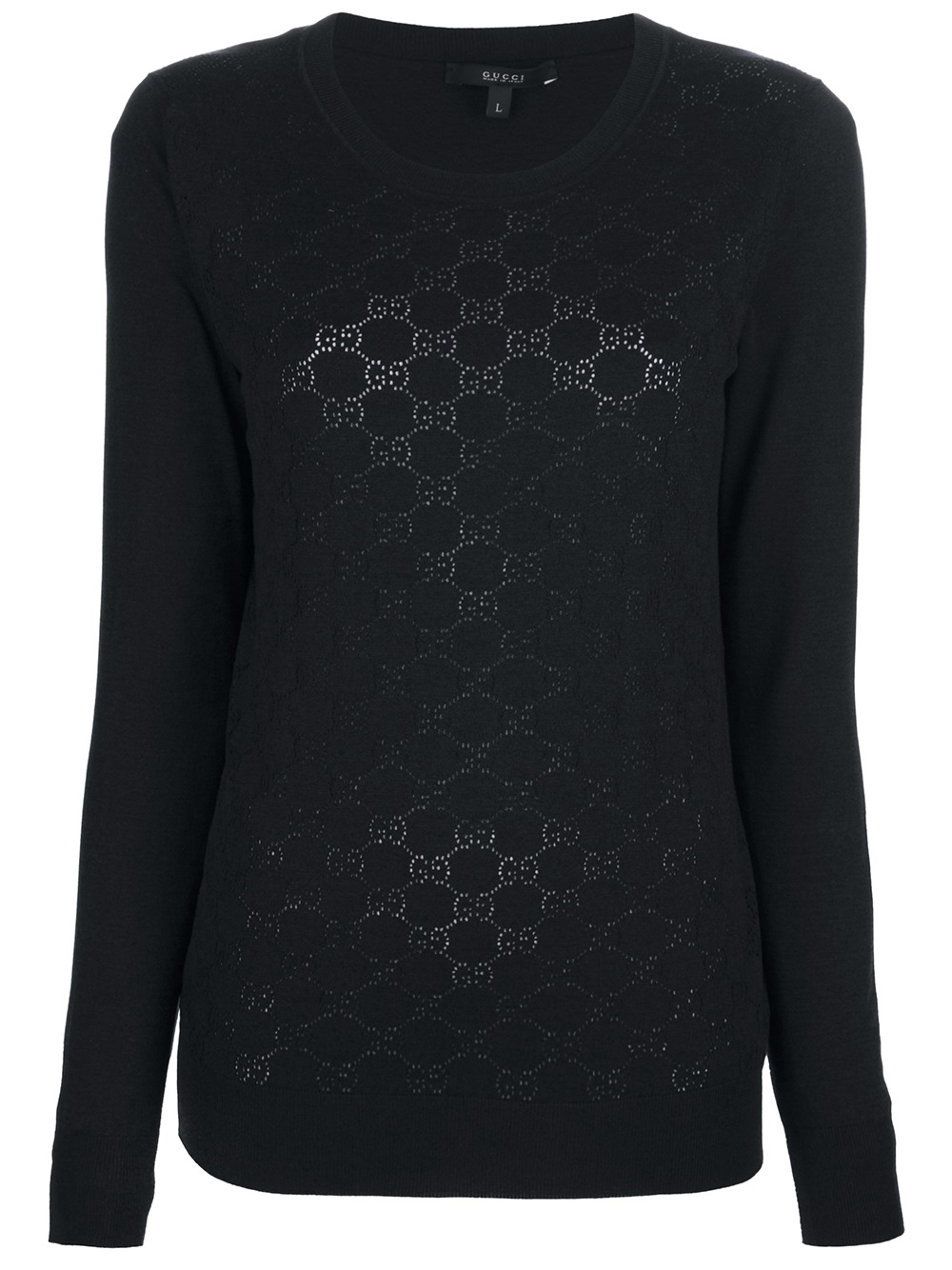 Lyst - Gucci Perforated Monogram Jumper in Black