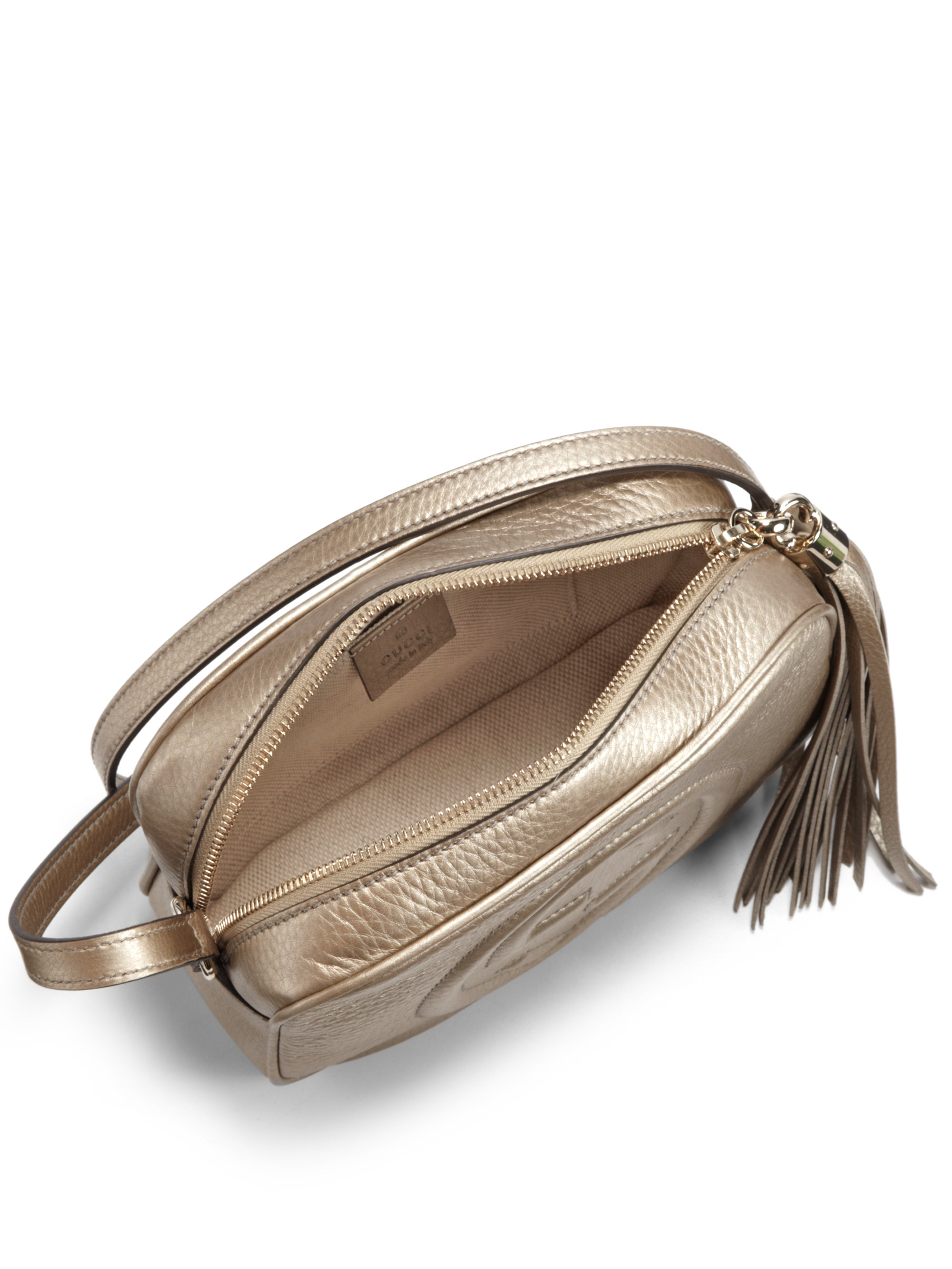 Lyst - Gucci Soho Metallic Leather Disco Bag in Natural