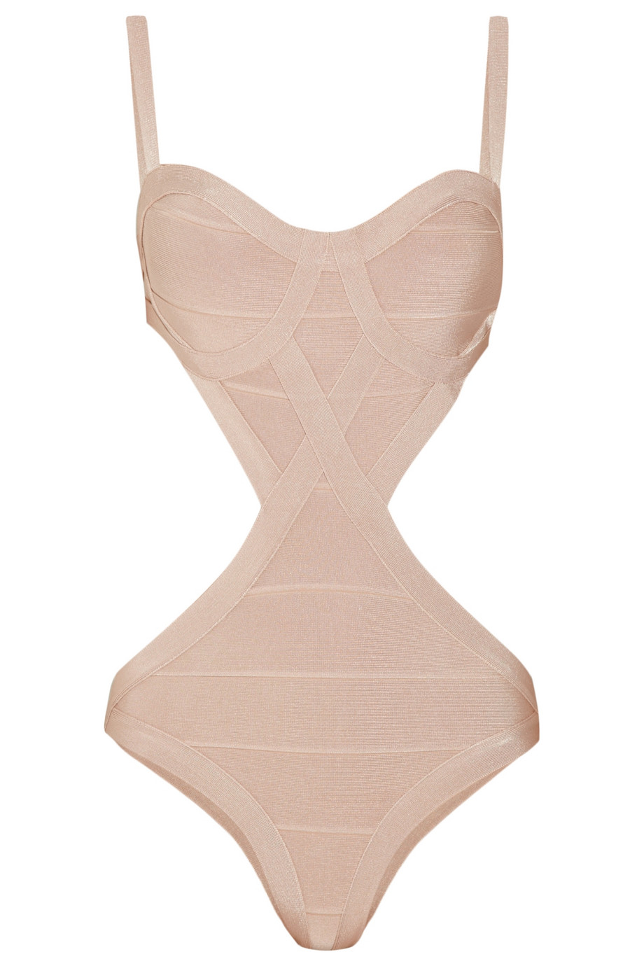 Lyst Hervé Léger Cutout Bandage Swimsuit in Natural