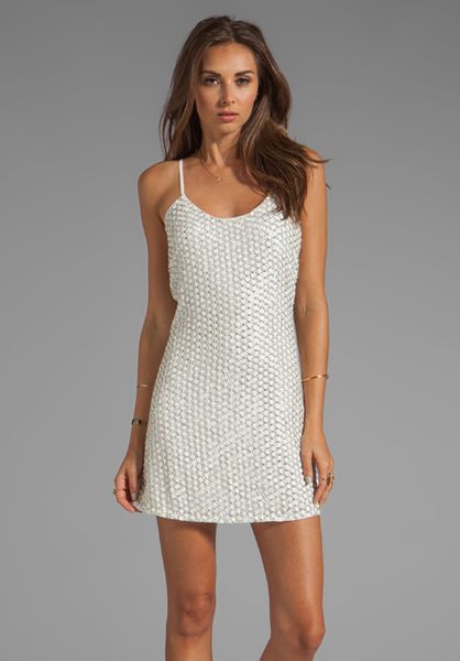 Parker Kate Sequins Dress in White in White | Lyst