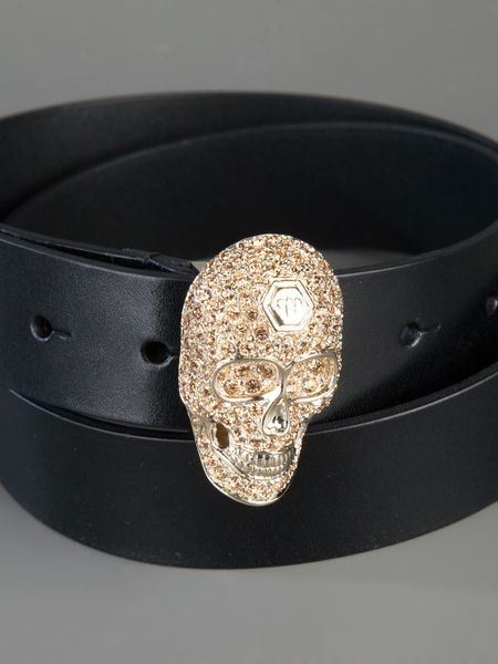 Philipp Plein Embellished Skull Belt in Black | Lyst