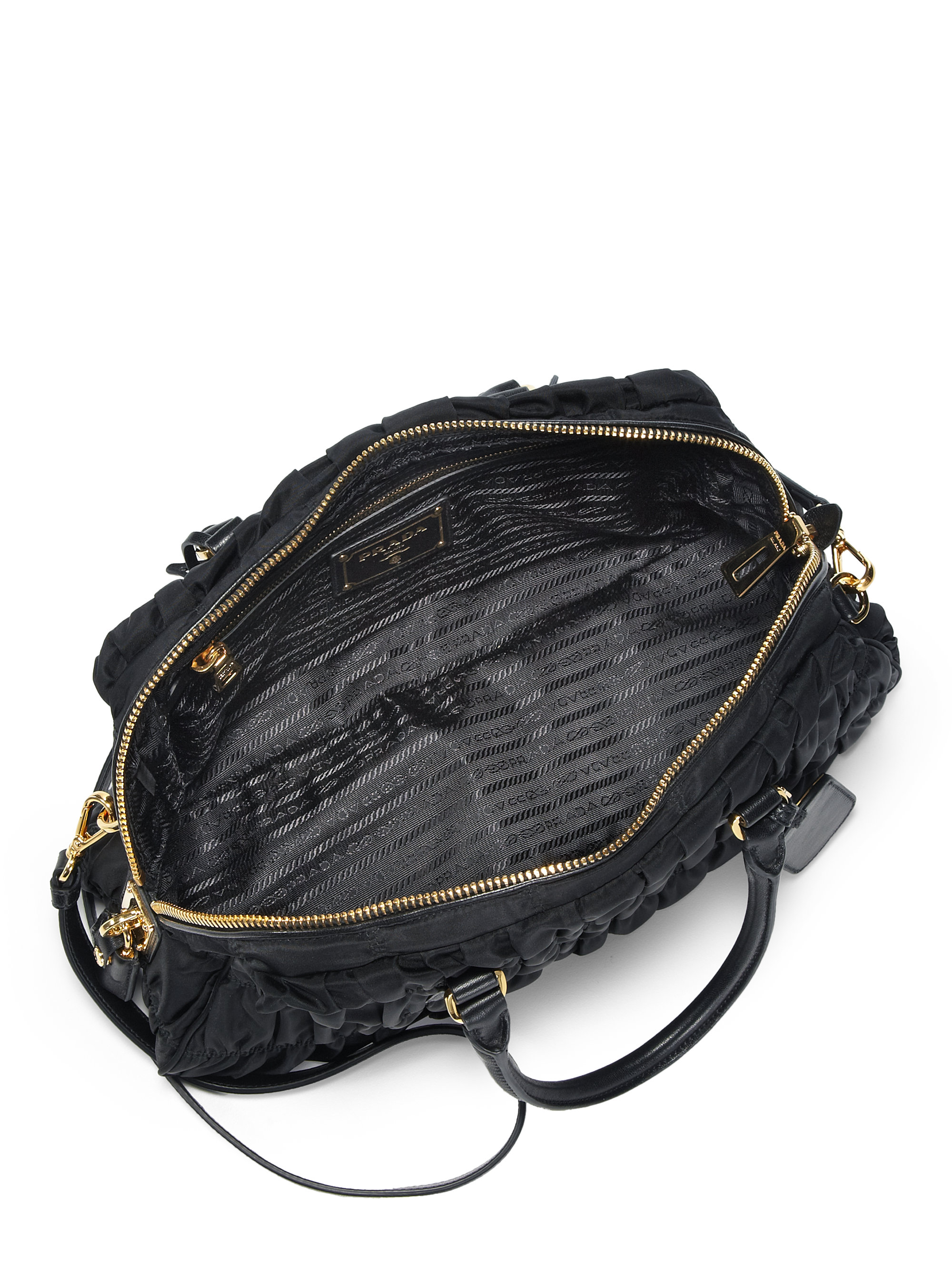 Lyst - Prada Tessuto Gaufre Small Nylon Satchel in Black