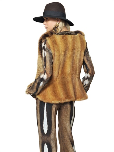 Lyst - Roberto cavalli Weasel Tricot Fox Fur Vest in Brown