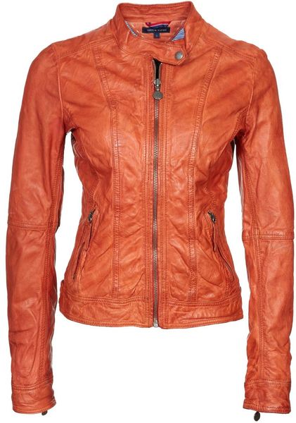 Tommy Hilfiger New Axson Leather Jacket in Orange | Lyst
