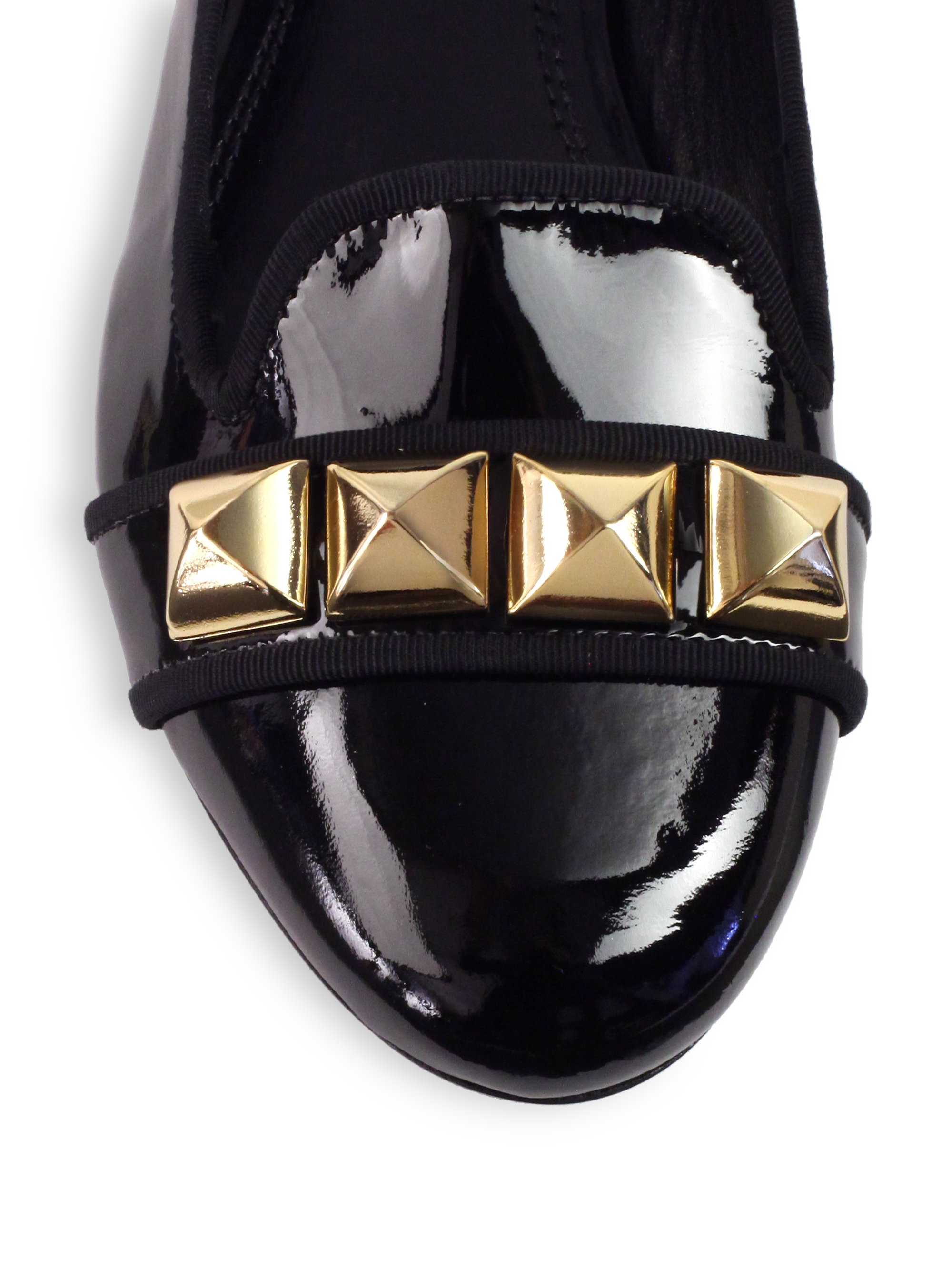 Tory burch Asher Studded Patent Leather Smoking Slippers | Lyst