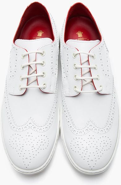 Junya Watanabe White Leather Wingtip Brogue Sneakers in White for Men ...