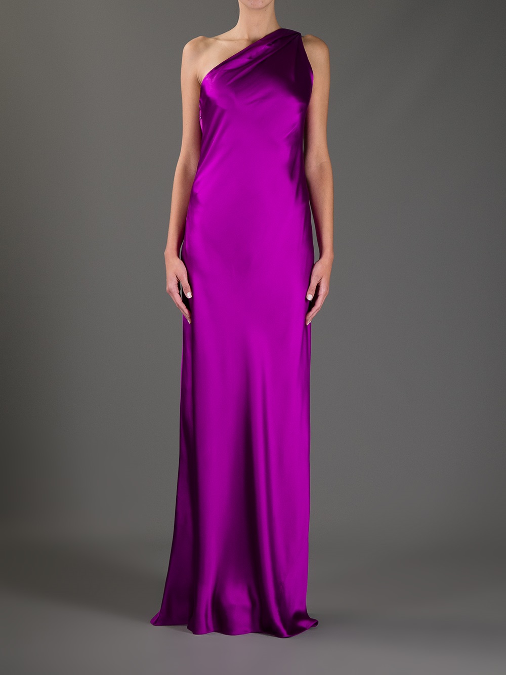 Lyst - Ralph Lauren One Shoulder Gown in Purple