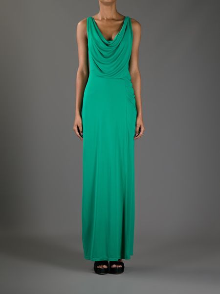 Bcbgmaxazria Cowl Neck Maxi Dress in Green | Lyst