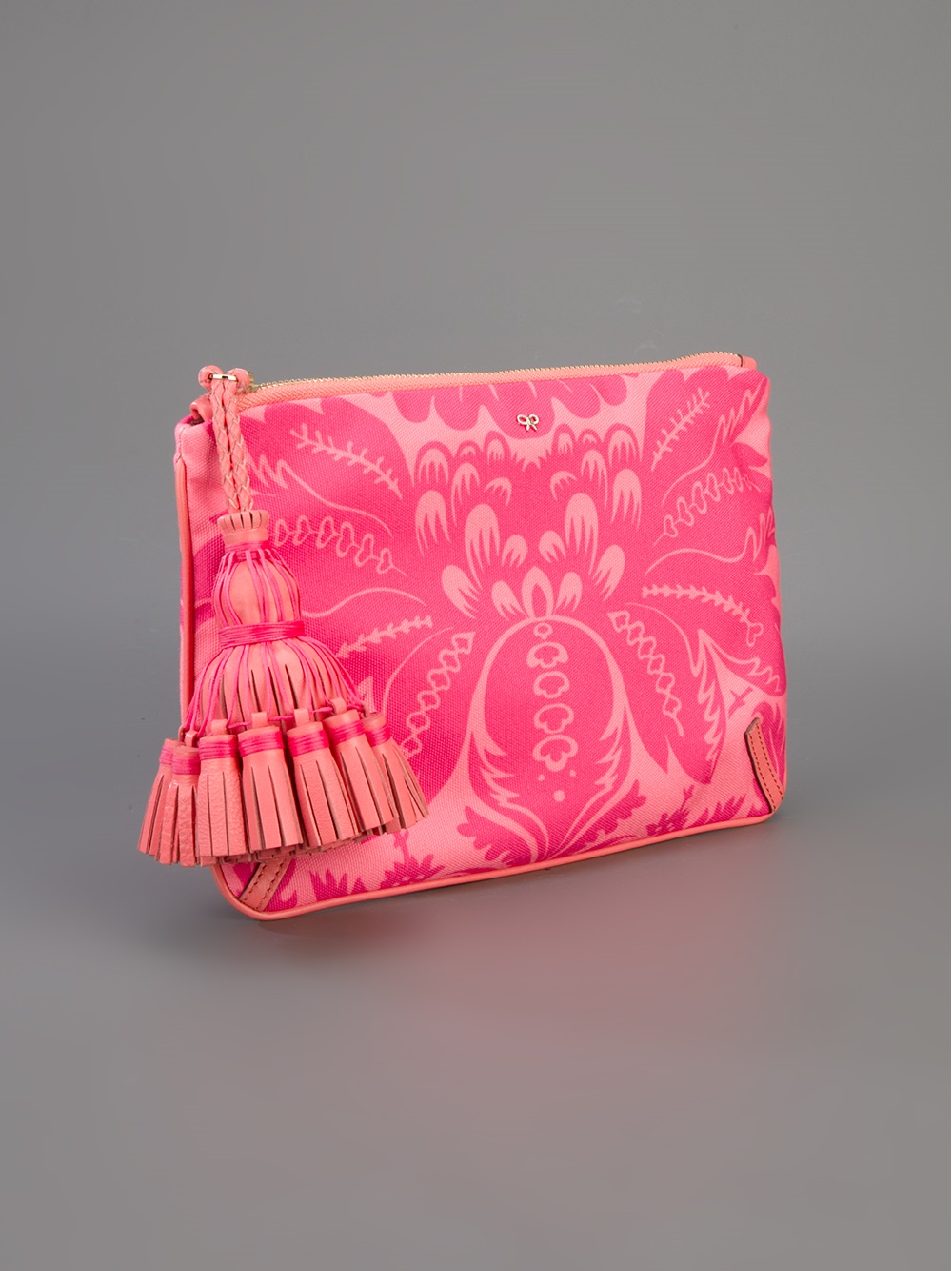Lyst - Anya Hindmarch Tassel Zipper Clutch in Pink