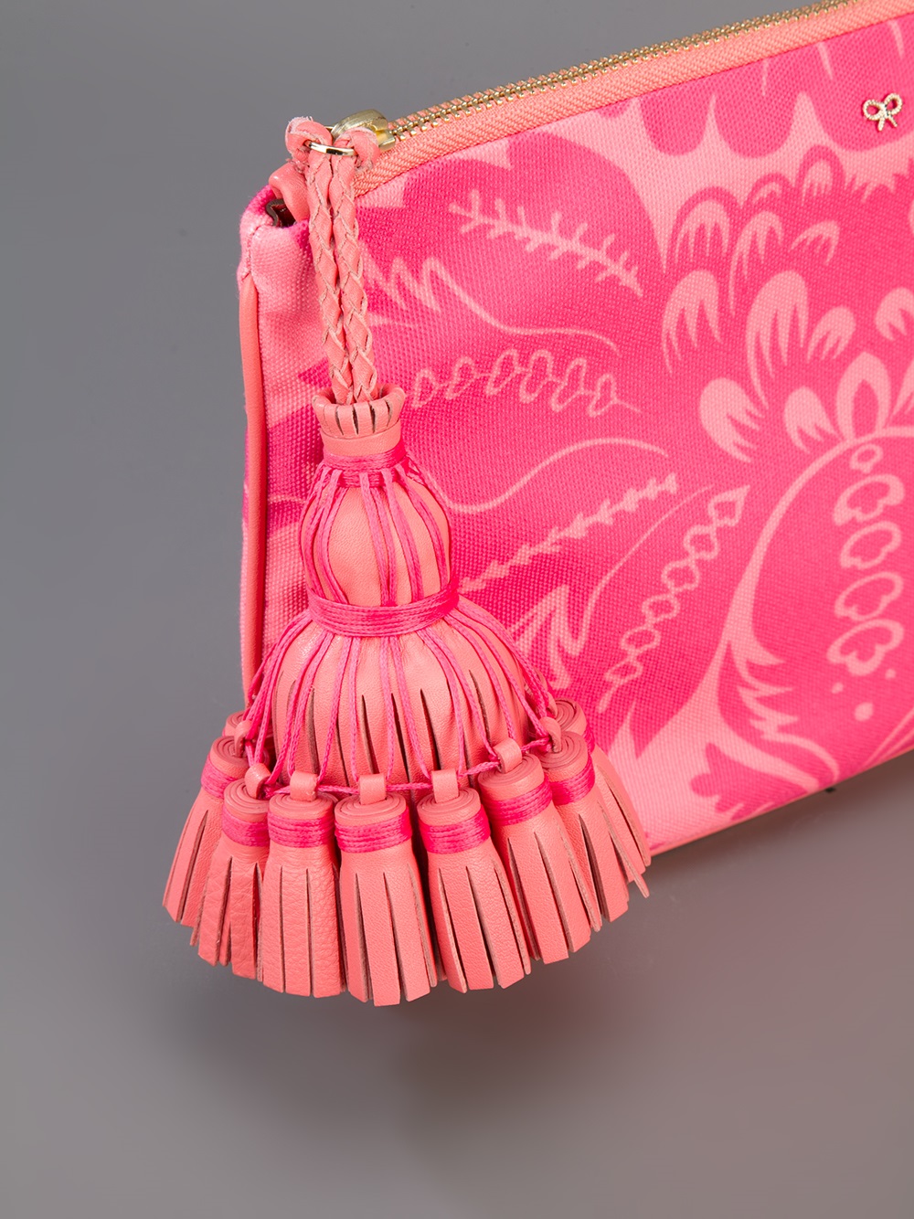 Lyst Anya Hindmarch Tassel Zipper Clutch in Pink