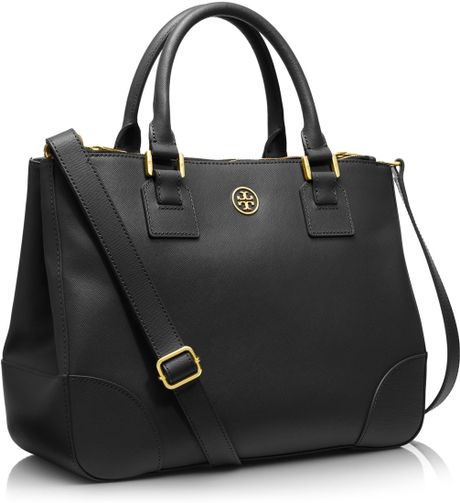 Tory Burch Robinson Double Zip Tote in Black | Lyst