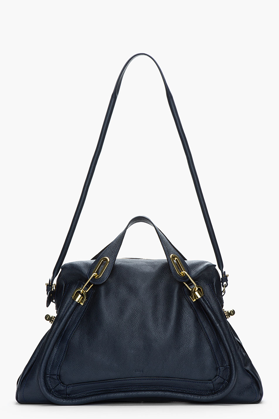 Chlo Dark Navy Pebbled Leather Paraty Bag in Blue (navy) | Lyst  