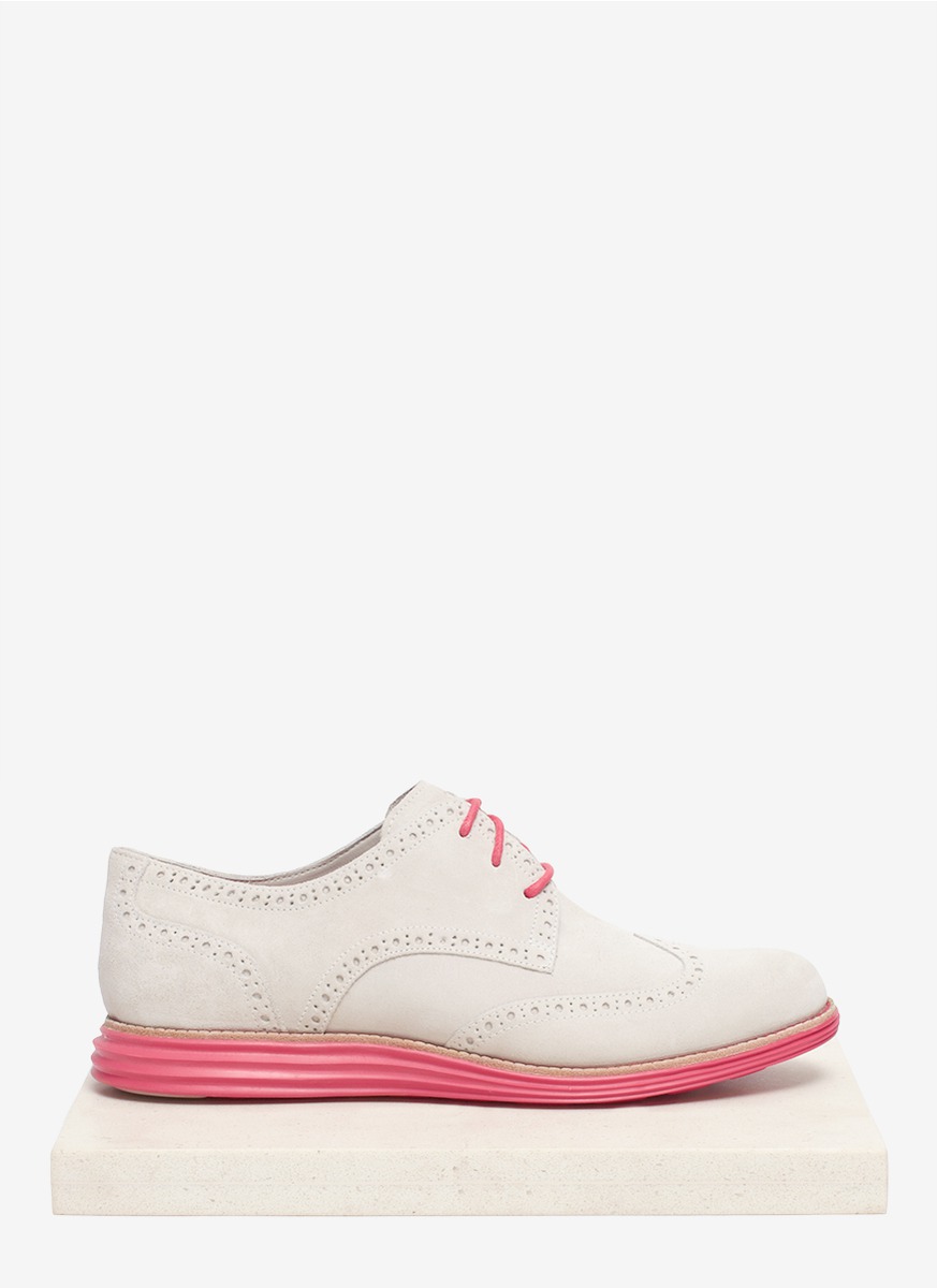 Lyst - Cole haan Lunargrand Suede Wingtip Shoes in White