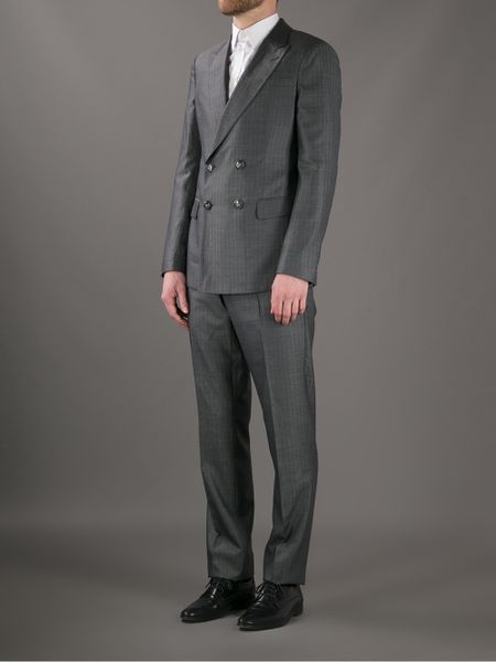 Giorgio Armani Pinstripe Double Breasted Suit in Gray for Men (grey) | Lyst