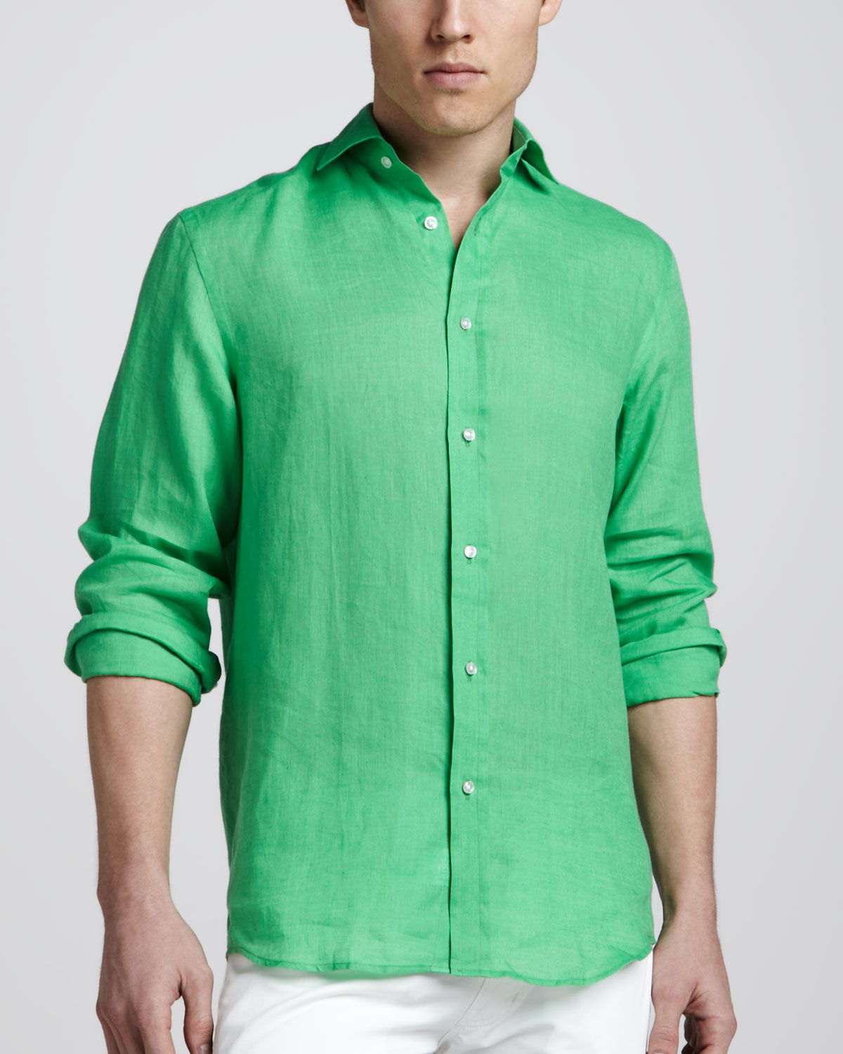 Lyst - Ralph lauren black label Linen Sport Shirt Green in Green for Men