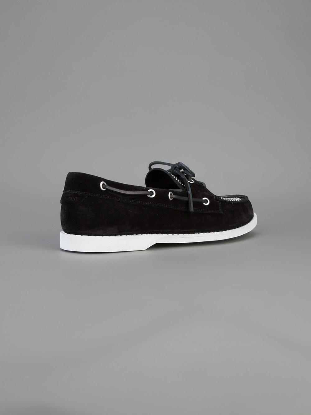 Lyst Saint Laurent Studded Boat Shoe in Black for Men