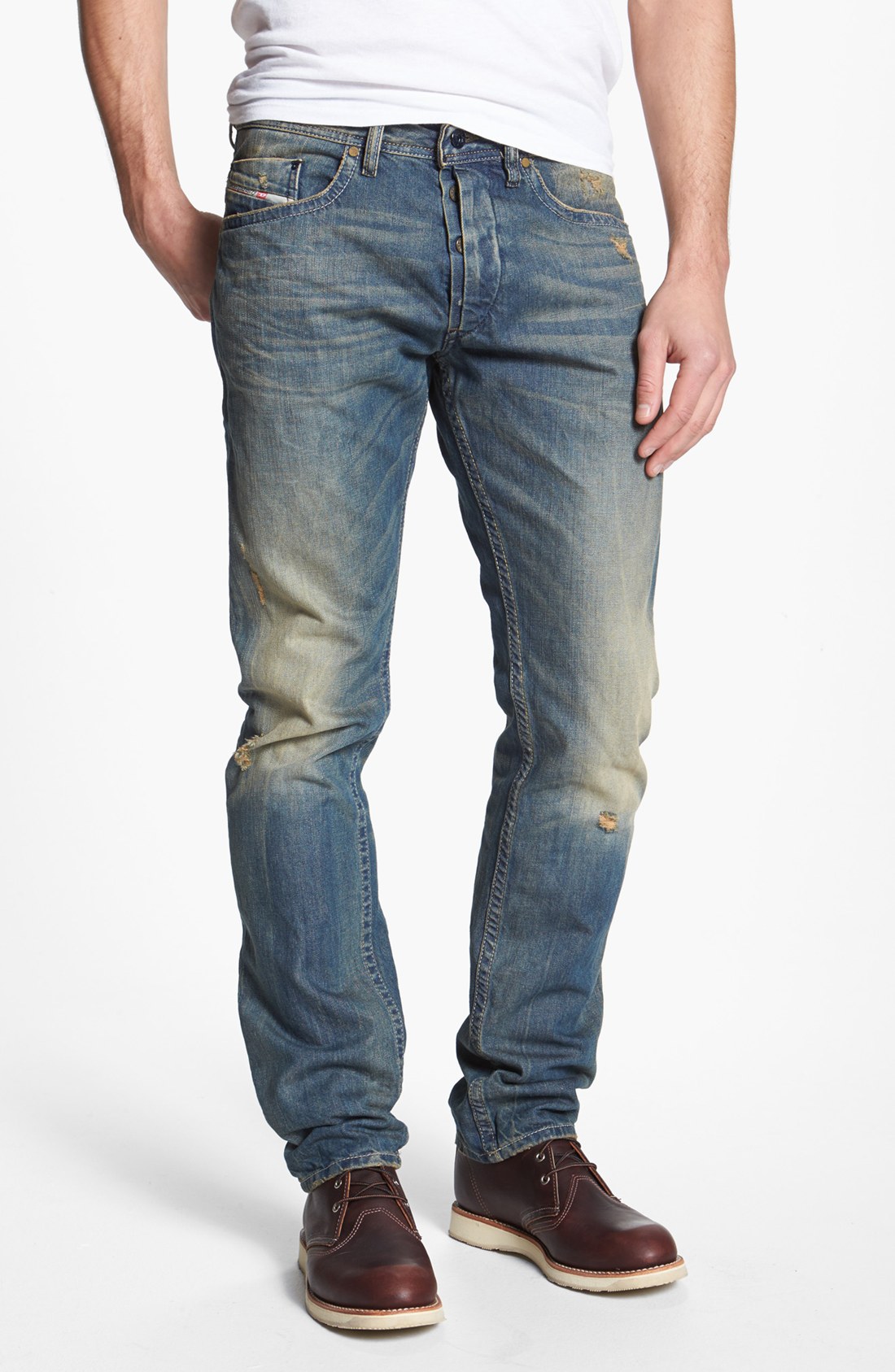 Diesel Braddom Slim Tapered Leg Jeans in Blue for Men (0814b) | Lyst