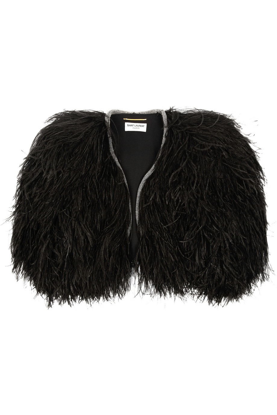 Saint Laurent Ostrich Feather Jacket in Black | Lyst