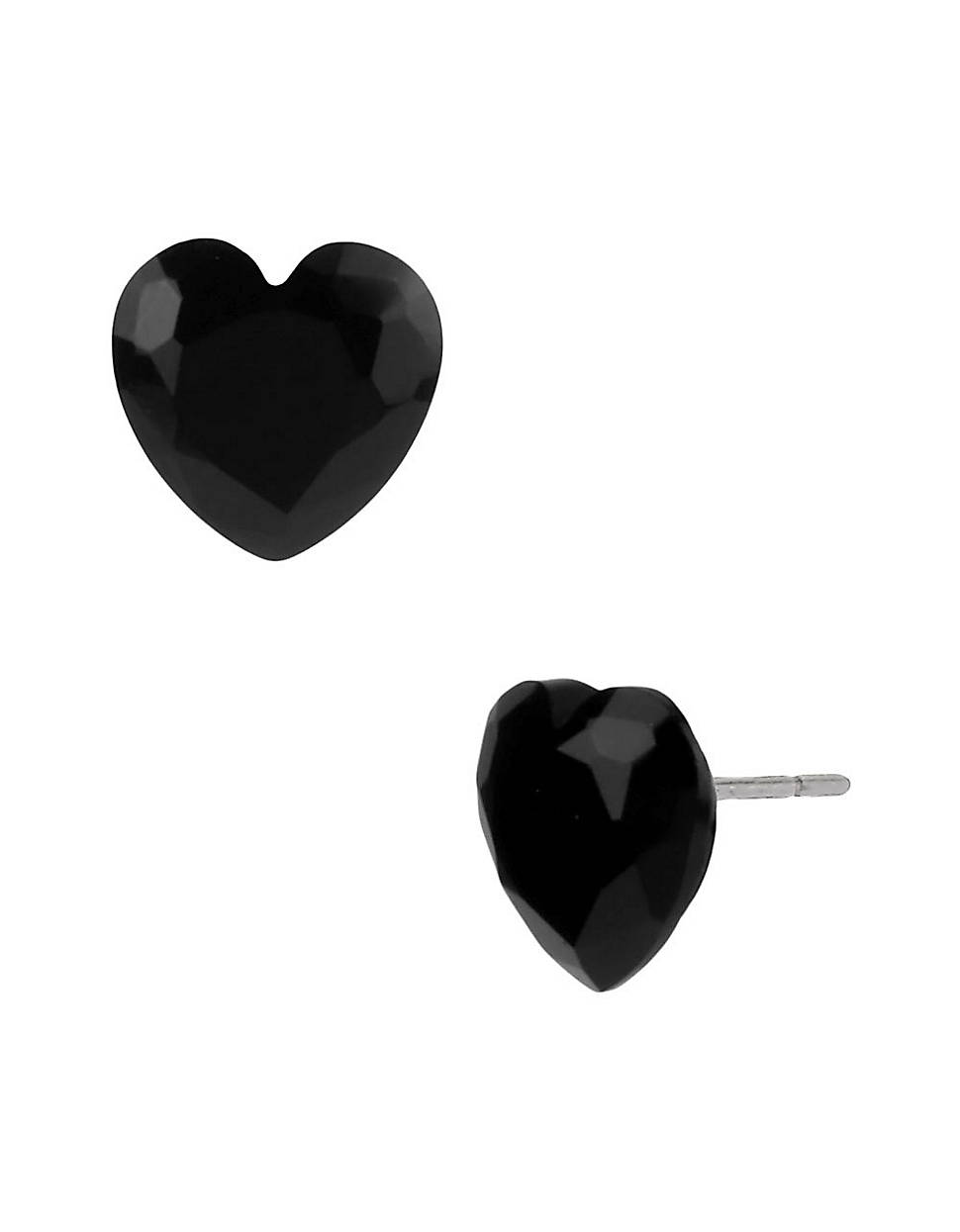 Lyst Betsey Johnson Faceted Heart Stud Earrings In Black Gallery