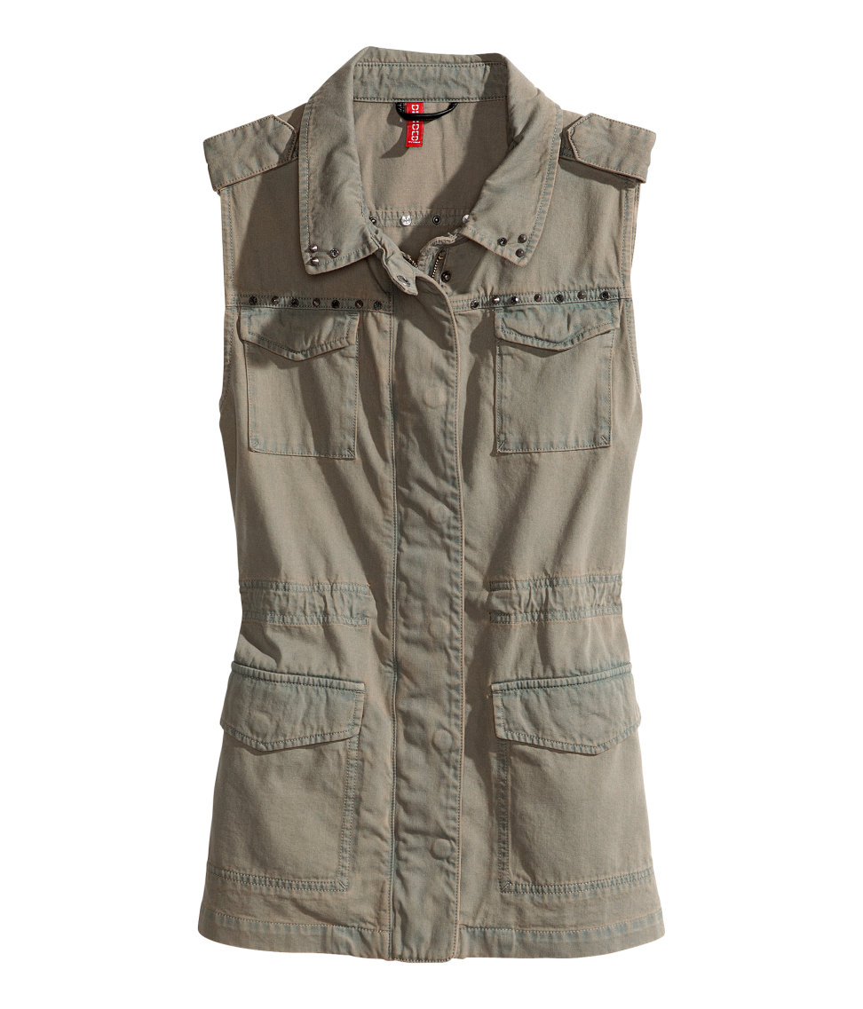 Lyst H&M Denim Waistcoat with Rivets in Natural
