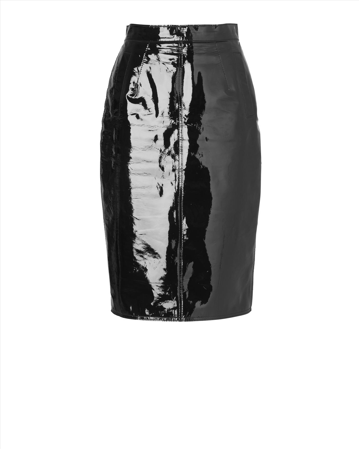 Lyst - Jaeger Patent Leather Pencil Skirt in Black