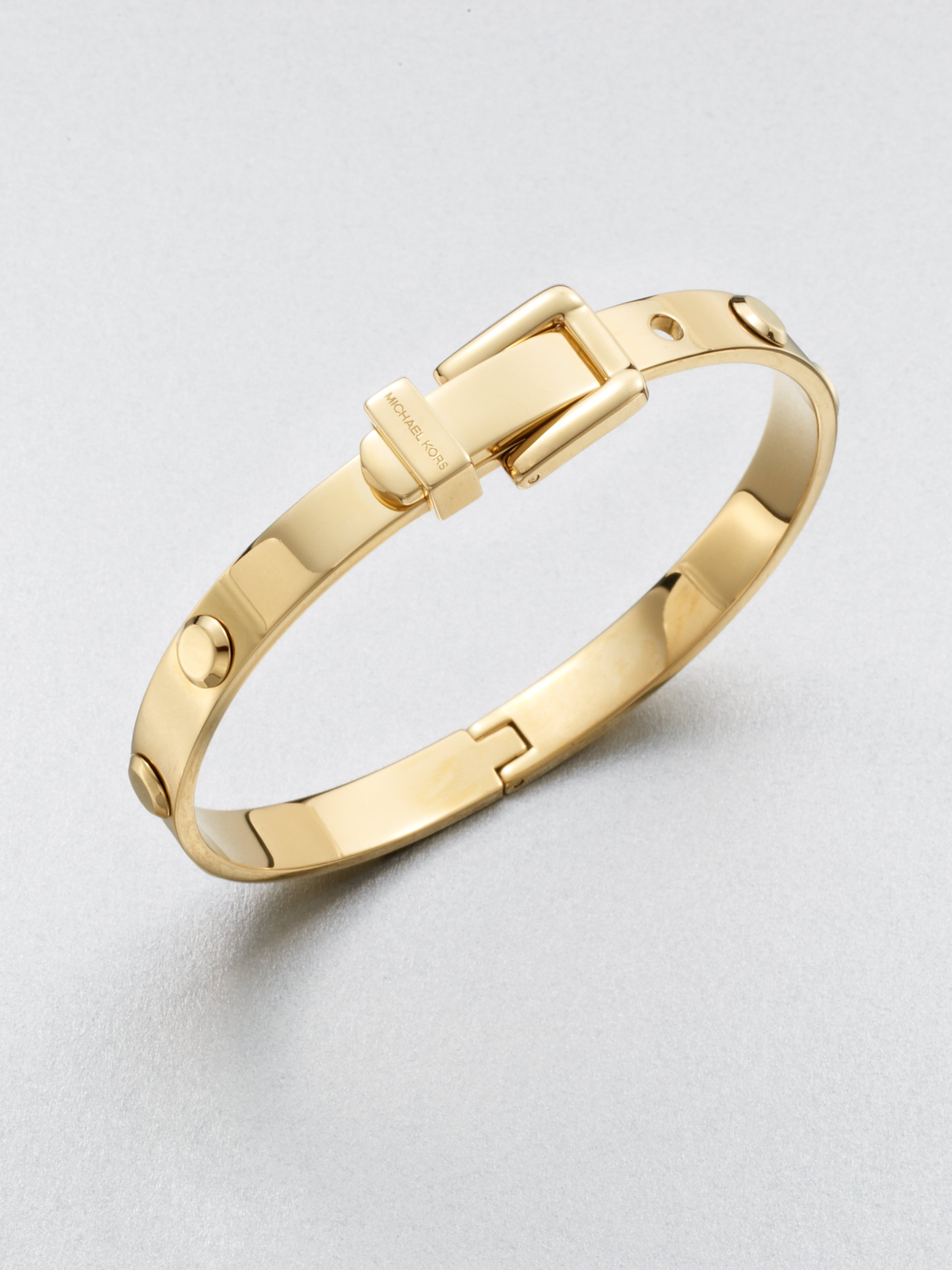 Lyst - Michael Kors Astor Rivet Buckle Bangle Bracelet/Goldtone in Metallic