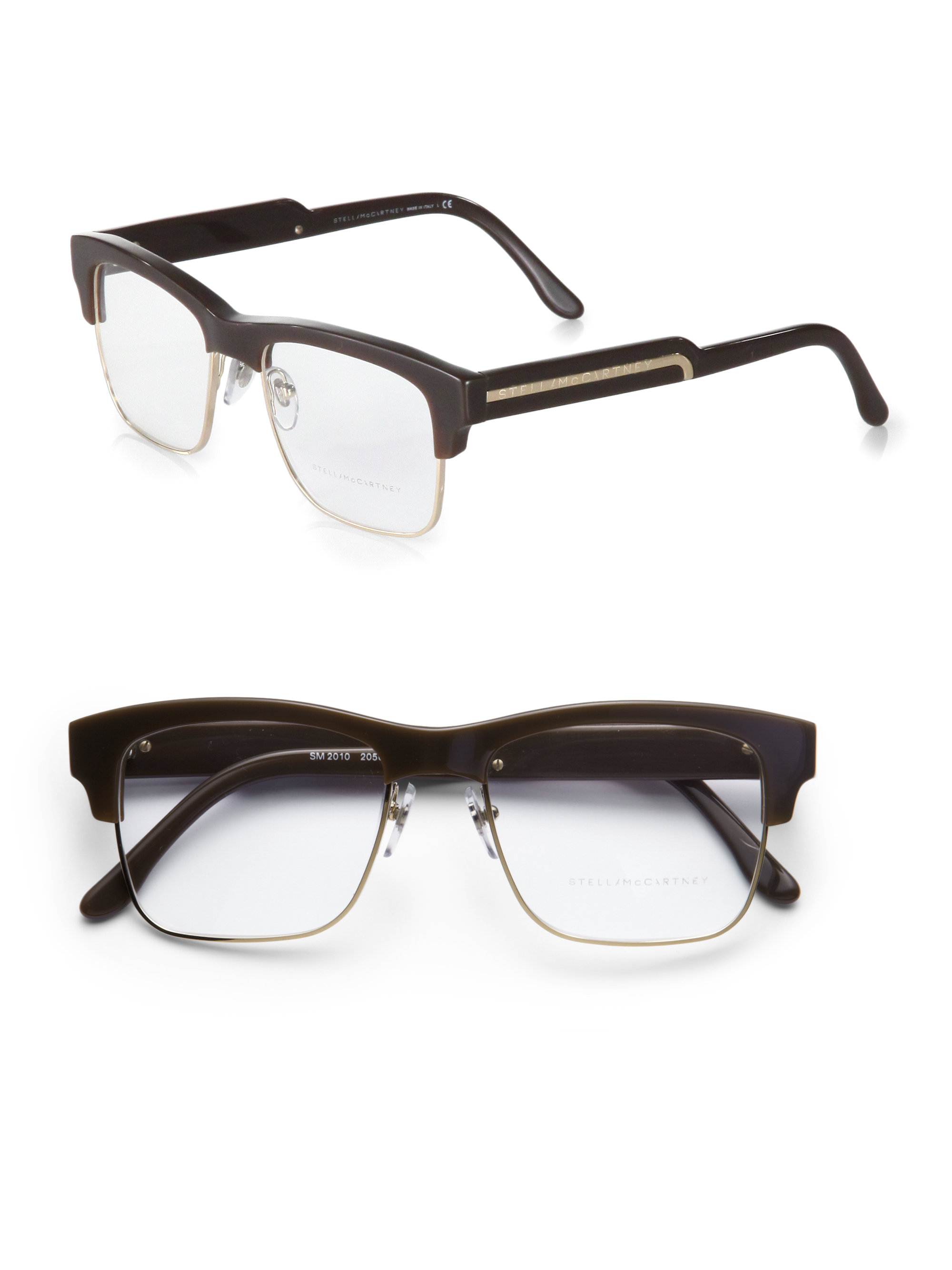 Lyst - Stella Mccartney Squared Acetate & Metal Eyeglasses in Brown