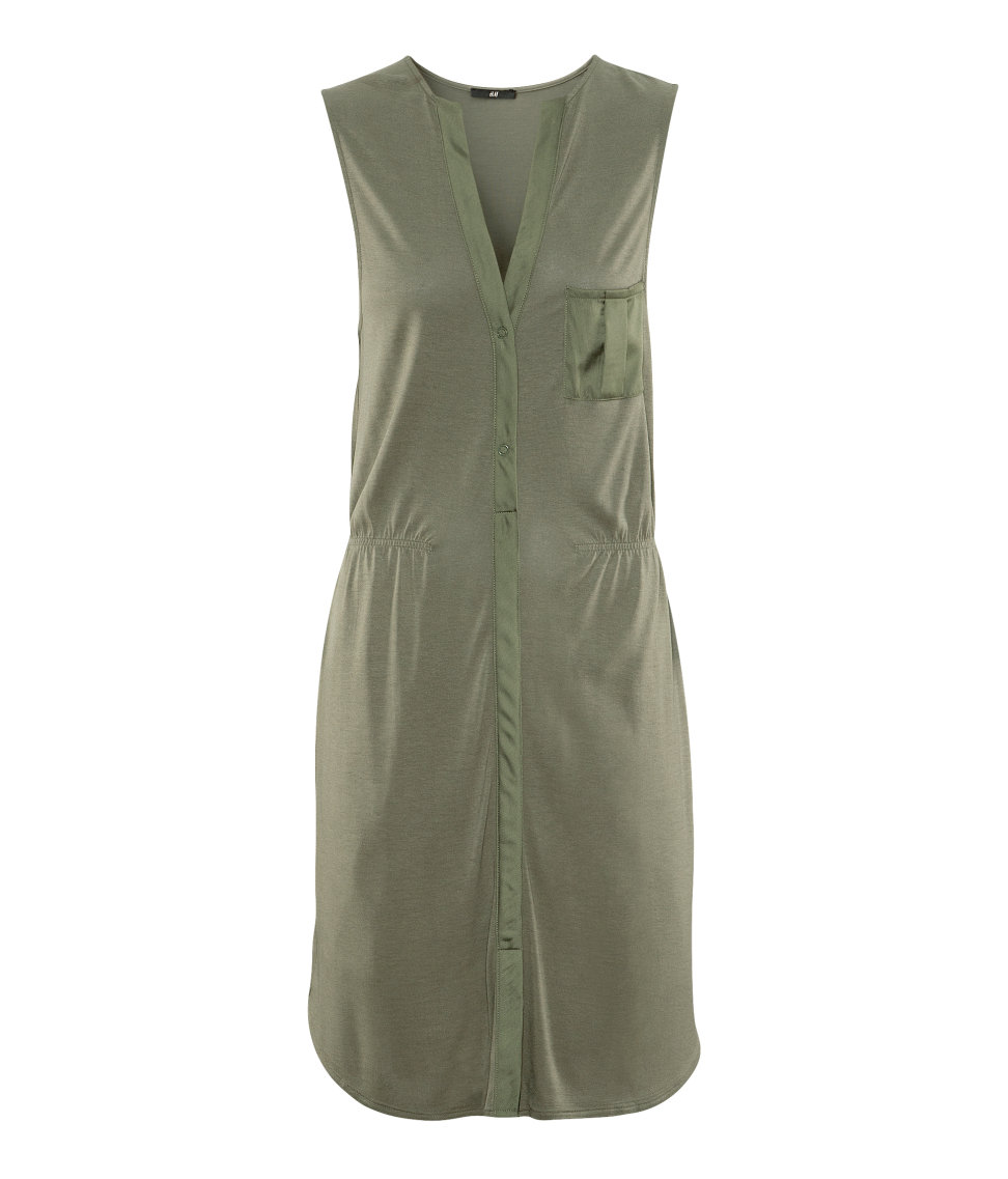 H&m Dress in Khaki (khaki green) | Lyst