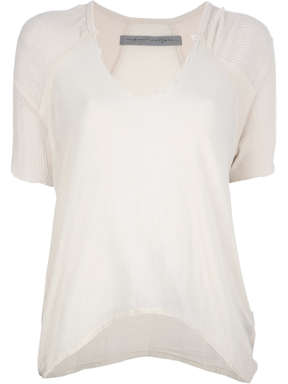 Lyst - Raquel allegra Frayed T-Shirt in Natural