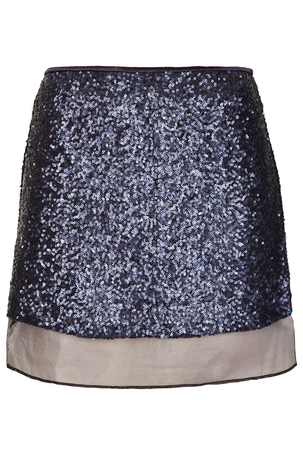 Lyst - Topshop Sequin Organza Hem Mini Skirt in Blue