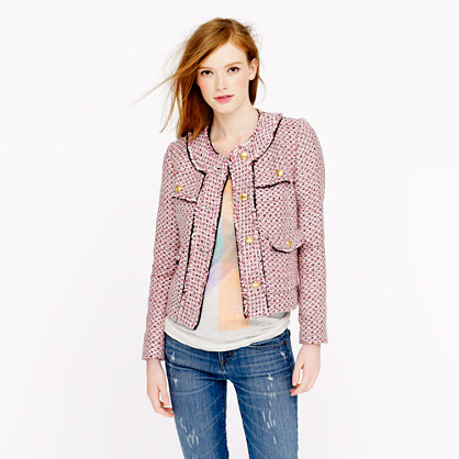 J.crew Collection Rose Tweed Jacket in Pink | Lyst