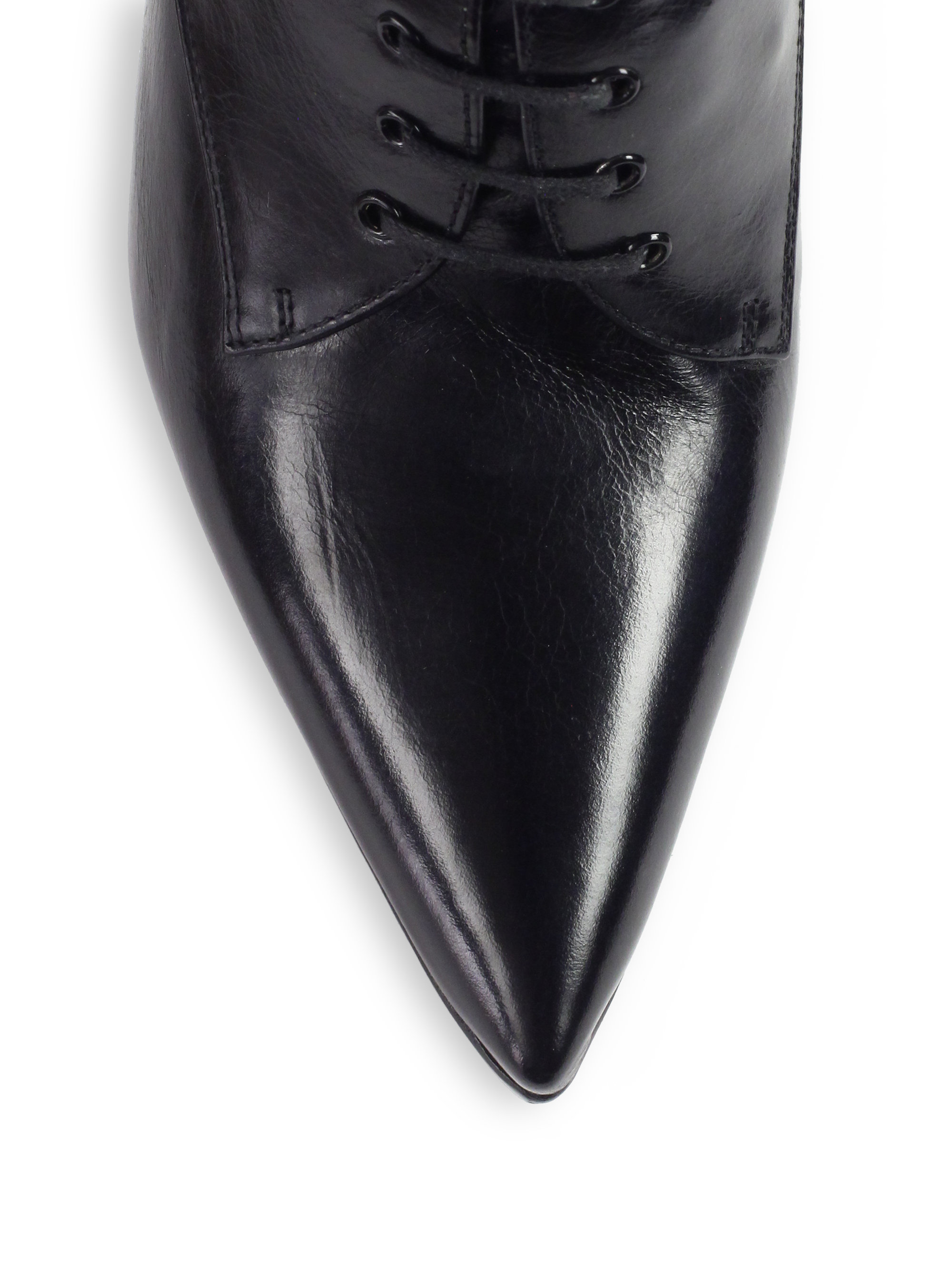 Prada Leather Laceup Platform Ankle Boots in Black | Lyst