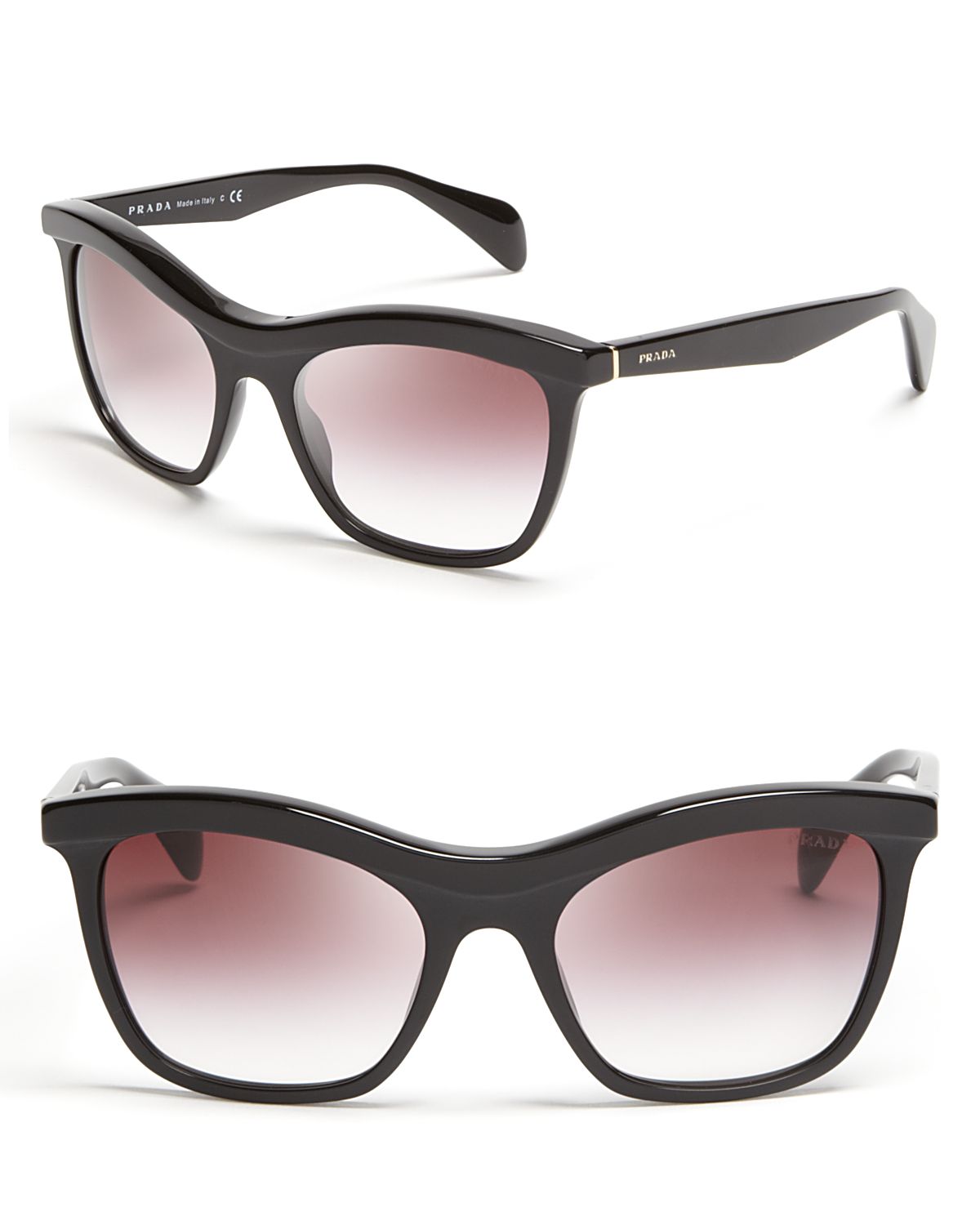 Prada Catwalk Cateye Wayfarer Sunglasses in Black | Lyst