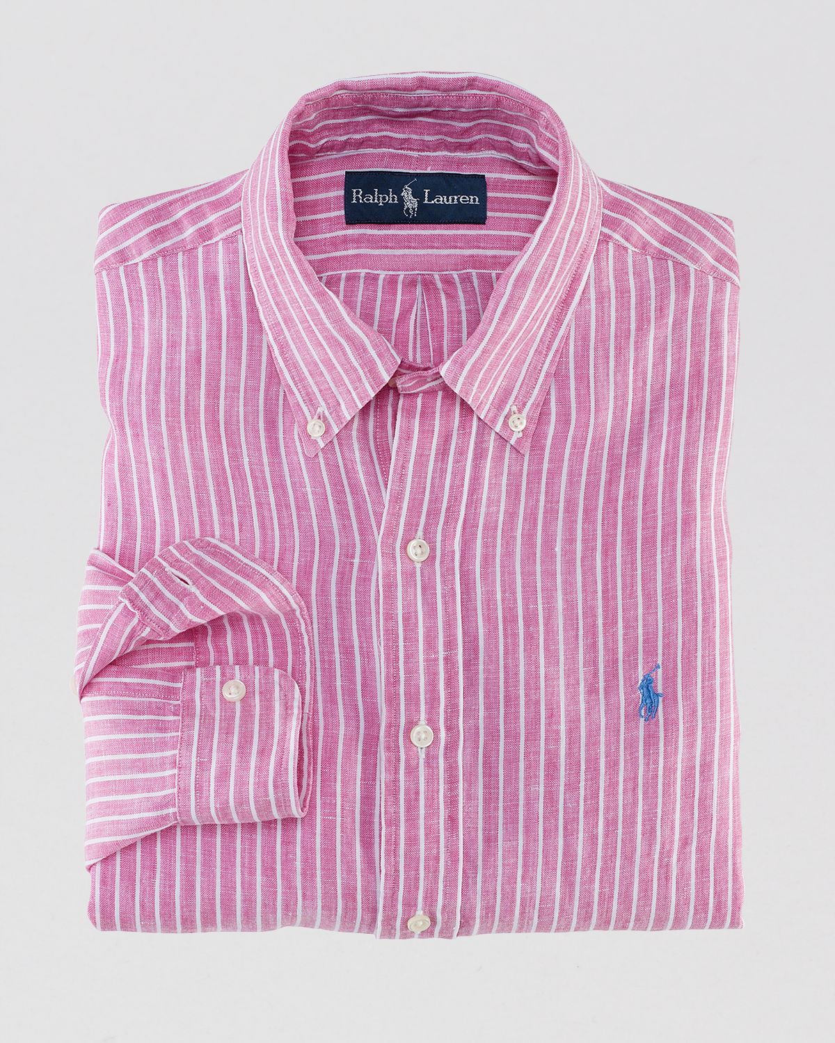 Ralph Lauren Polo Custom-fit Striped Linen Shirt in Pink for Men (pink ...