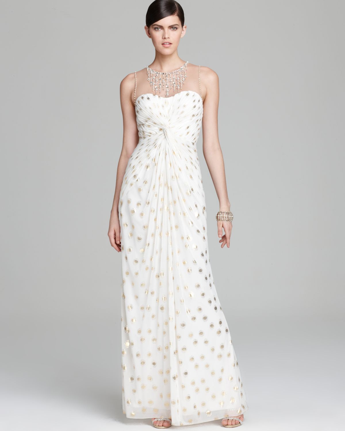 adrianna papell white gown
