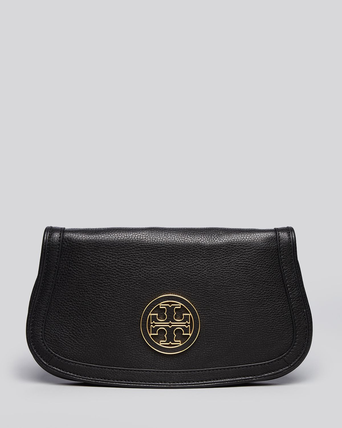 tory burch black leather clutch bag